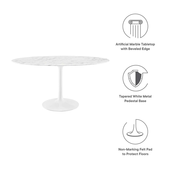 Lippa 60" Oval Artificial Marble Dining Table