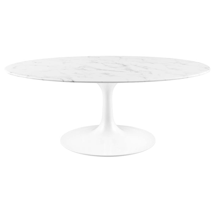 Lippa 42" Oval Artificial Marble Coffee Table