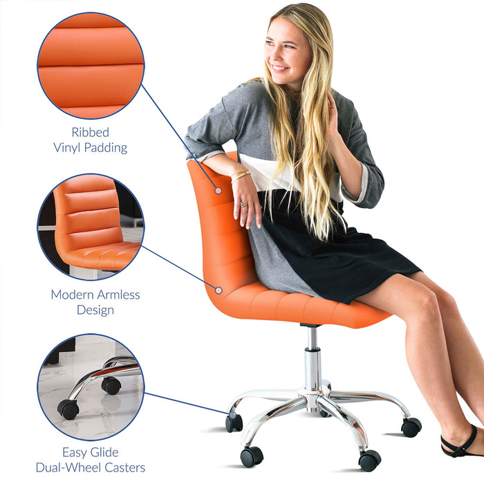 Ripple Armless Mid Back Vinyl Office Chair