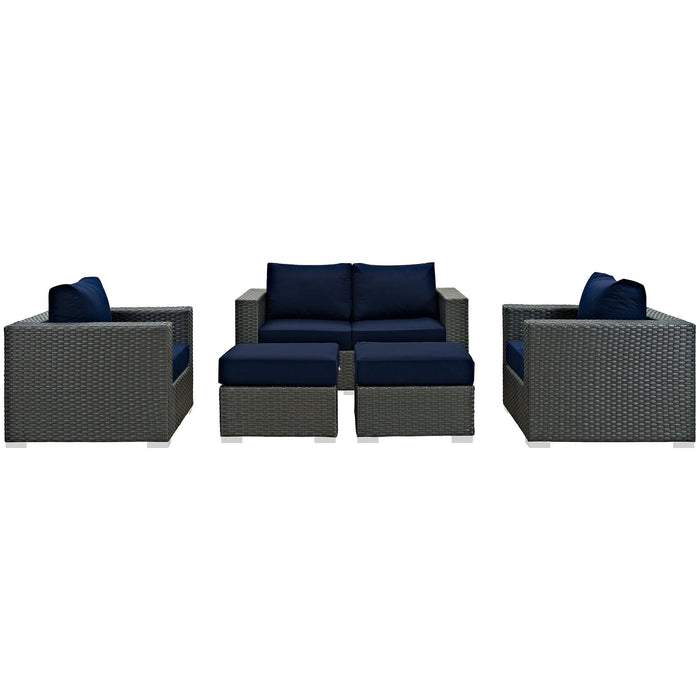 Sojourn 5 Piece Outdoor Patio Sunbrella® Sectional Set