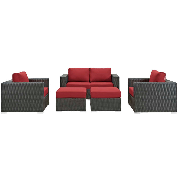 Sojourn 5 Piece Outdoor Patio Sunbrella® Sectional Set