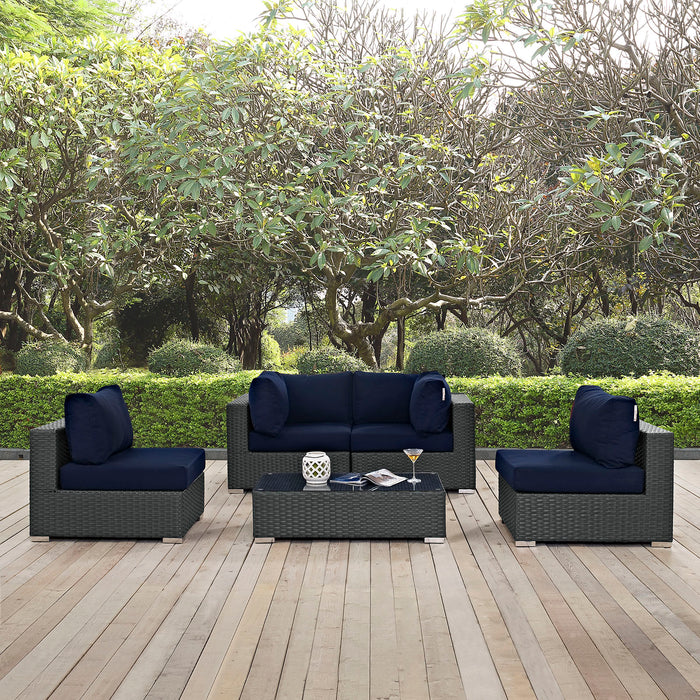 Sojourn 5 Piece Outdoor Patio Sunbrella® Sectional Set