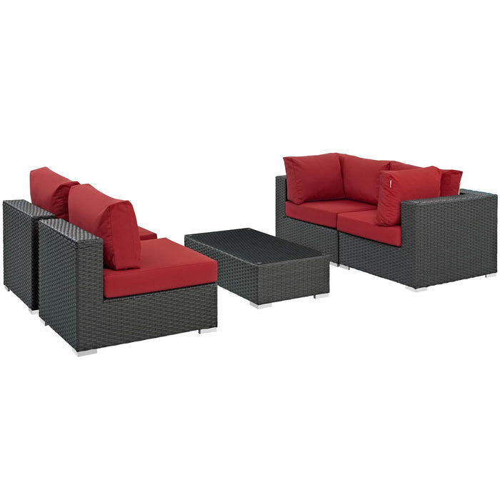 Sojourn 5 Piece Outdoor Patio Sunbrella® Sectional Set