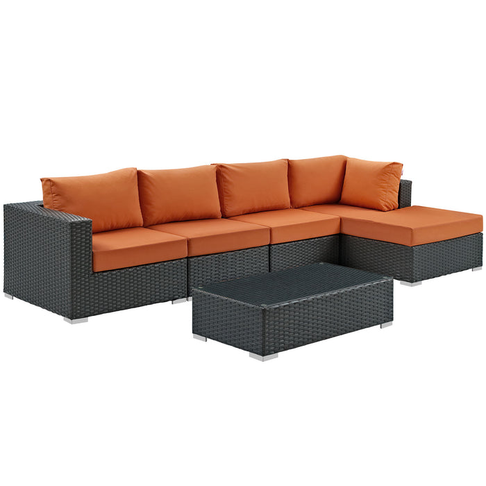 Sojourn 5 Piece Outdoor Patio Sunbrella® Sectional Set