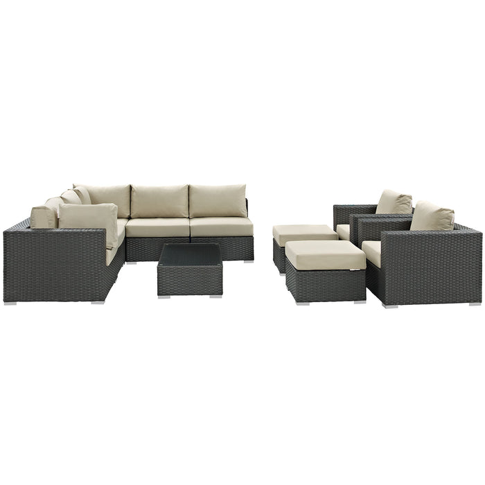 Sojourn 10 Piece Outdoor Patio Sunbrella® Sectional Set