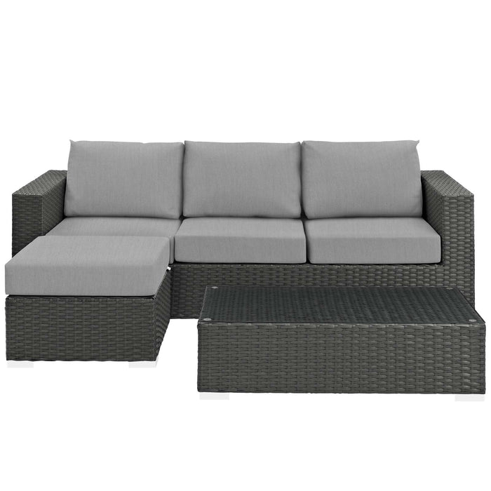 Sojourn 3 Piece Outdoor Patio Sunbrella® Sectional Set