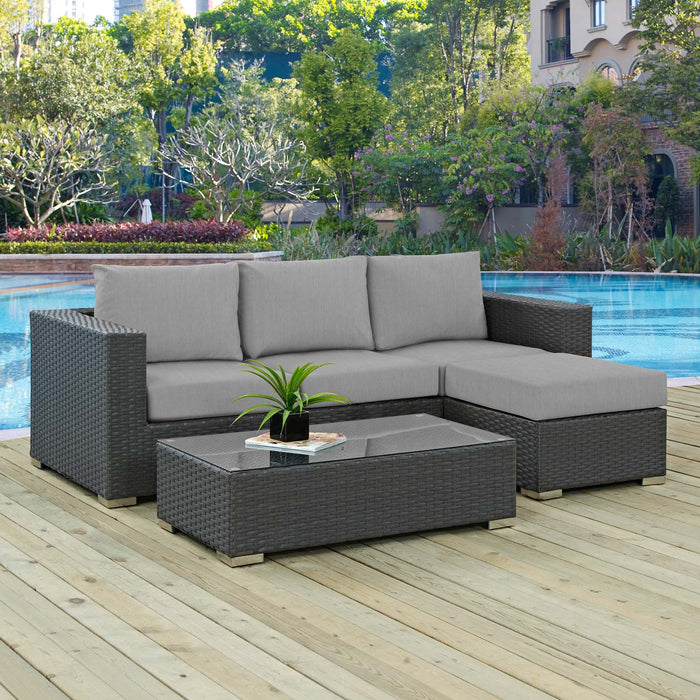 Sojourn 3 Piece Outdoor Patio Sunbrella® Sectional Set