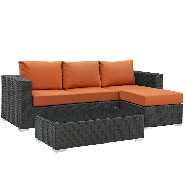 Sojourn 3 Piece Outdoor Patio Sunbrella® Sectional Set