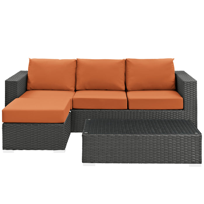 Sojourn 3 Piece Outdoor Patio Sunbrella® Sectional Set