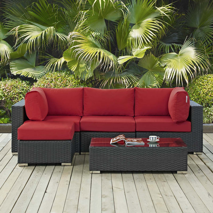 Sojourn 5 Piece Outdoor Patio Sunbrella® Sectional Set