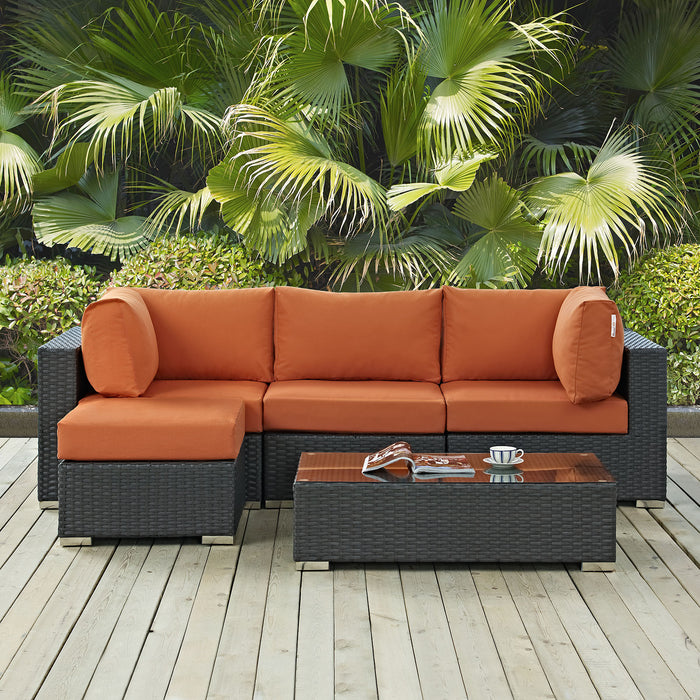 Sojourn 5 Piece Outdoor Patio Sunbrella® Sectional Set