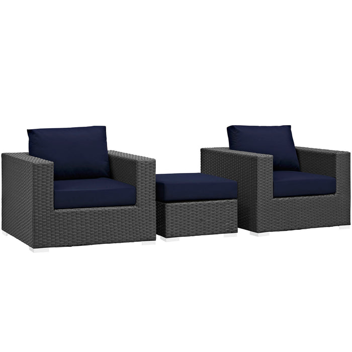 Sojourn 3 Piece Outdoor Patio Sunbrella® Sectional Set