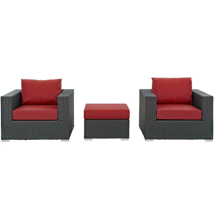 Sojourn 3 Piece Outdoor Patio Sunbrella® Sectional Set