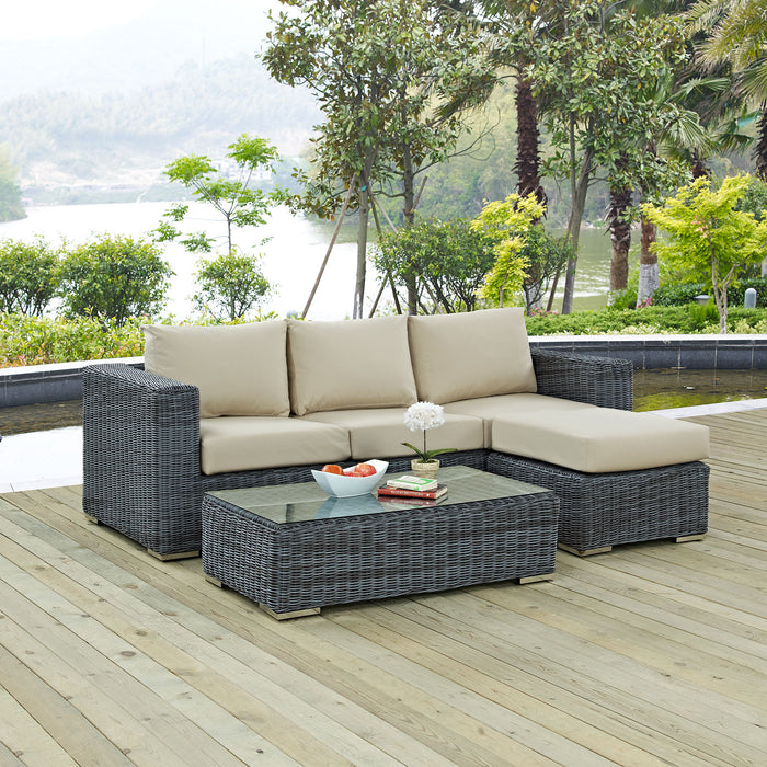 Summon 3 Piece Outdoor Patio Sunbrella® Sectional Set