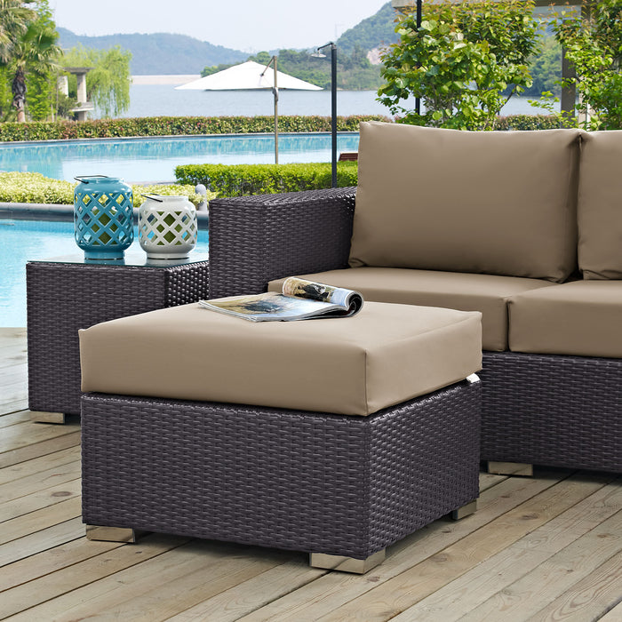 Convene Outdoor Patio Fabric Square Ottoman