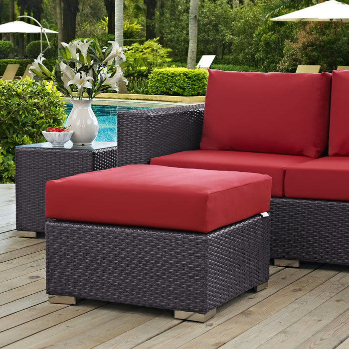 Convene Outdoor Patio Fabric Square Ottoman