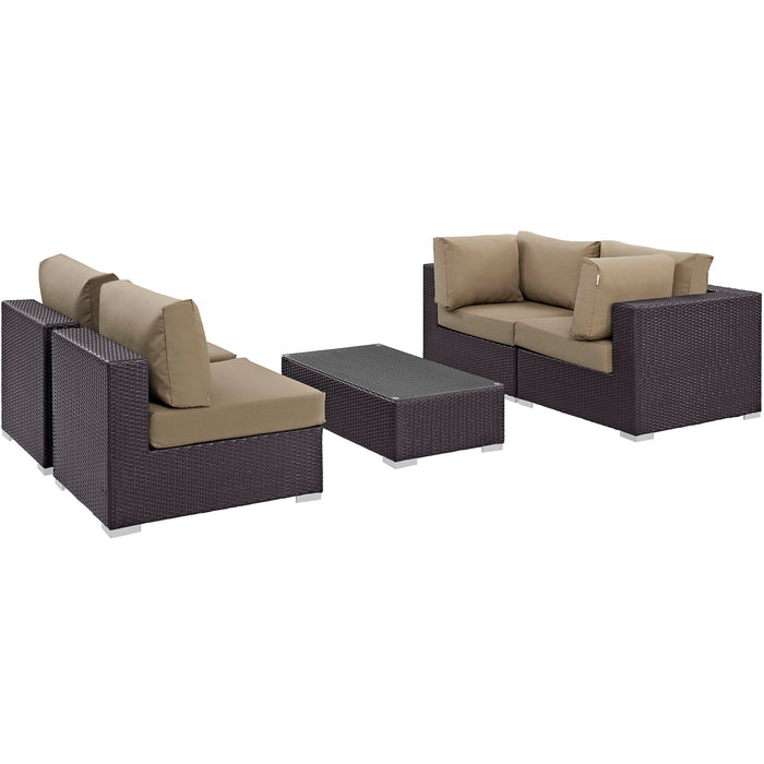 Convene 5 Piece Outdoor Patio Sectional Set