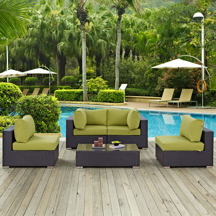 Convene 5 Piece Outdoor Patio Sectional Set