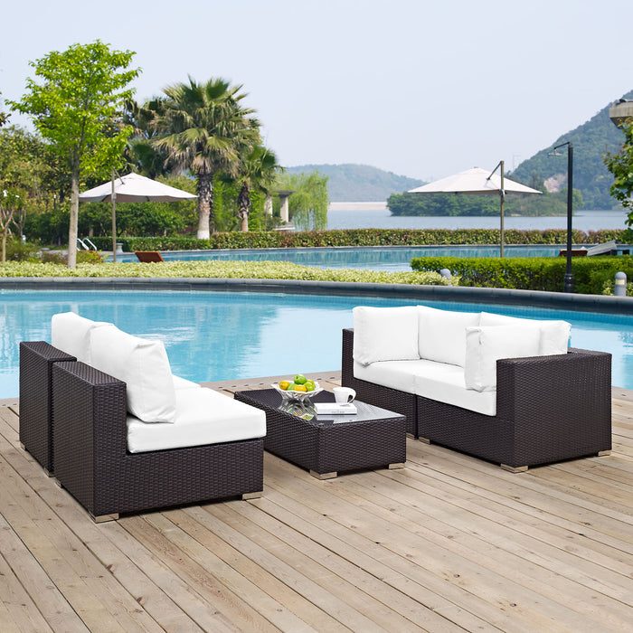 Convene 5 Piece Outdoor Patio Sectional Set