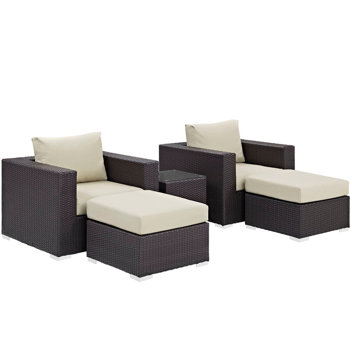 Convene 5 Piece Outdoor Patio Sectional Set