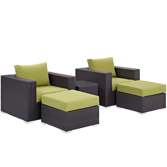 Convene 5 Piece Outdoor Patio Sectional Set