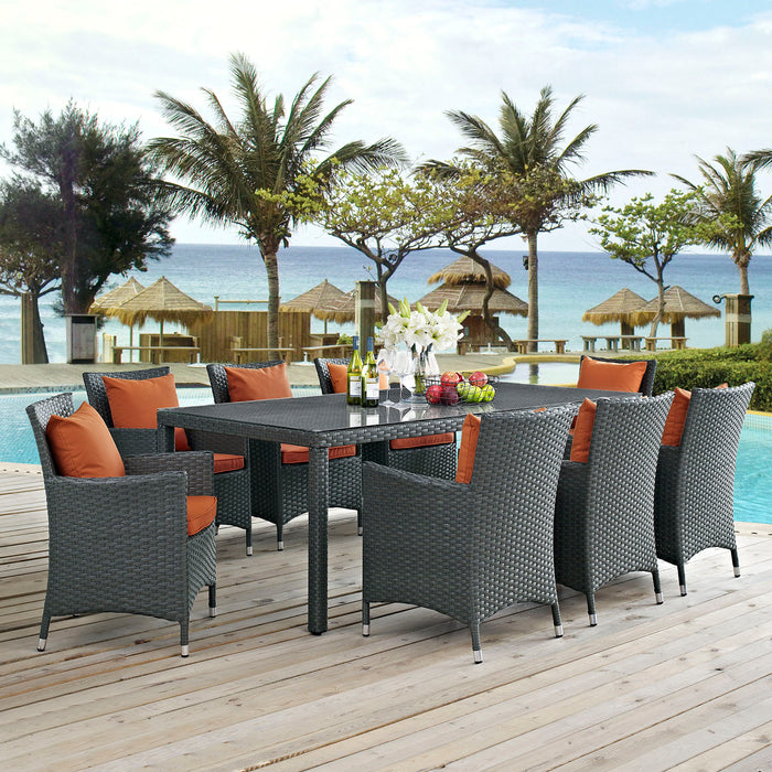 Sojourn 9 Piece Outdoor Patio Sunbrella® Dining Set