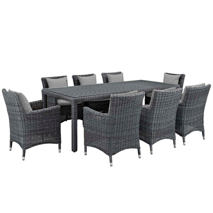 Summon 9 Piece Outdoor Patio Sunbrella® Dining Set