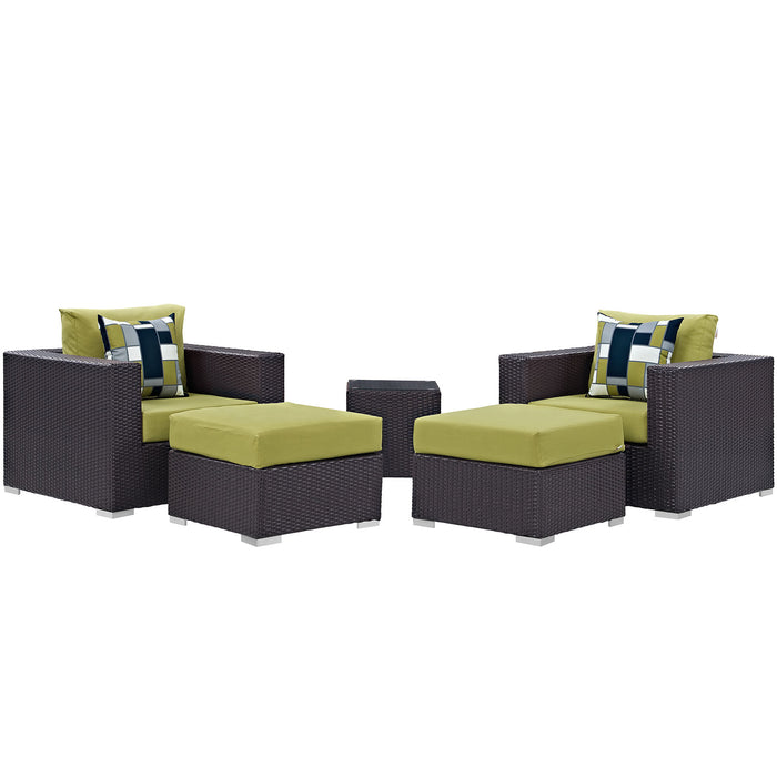 Convene 5 Piece Outdoor Patio Sectional Set