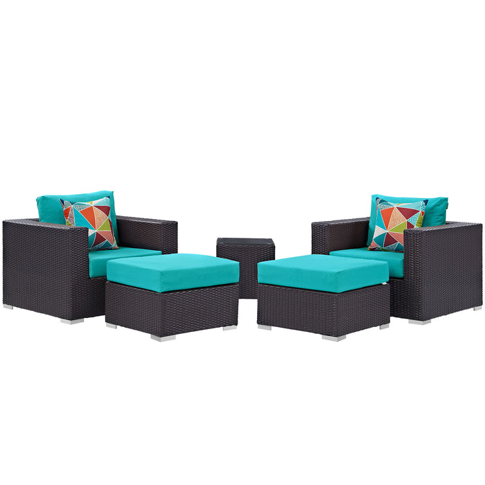 Convene 5 Piece Outdoor Patio Sectional Set