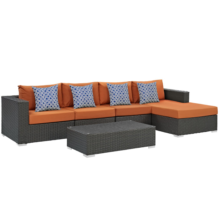 Sojourn 5 Piece Outdoor Patio Sunbrella® Sectional Set