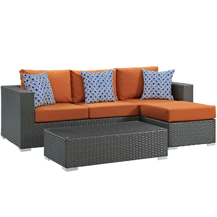 Sojourn 3 Piece Outdoor Patio Sunbrella® Sectional Set