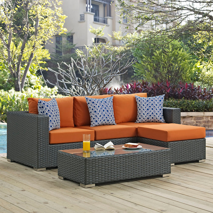 Sojourn 3 Piece Outdoor Patio Sunbrella® Sectional Set