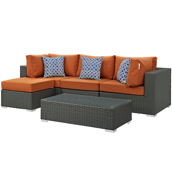 Sojourn 5 Piece Outdoor Patio Sunbrella® Sectional Set