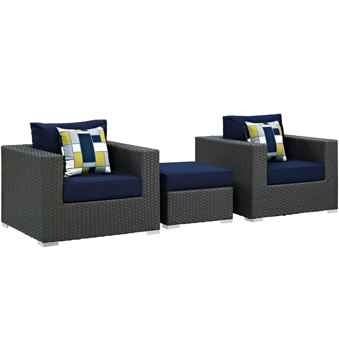 Sojourn 3 Piece Outdoor Patio Sunbrella® Sectional Set