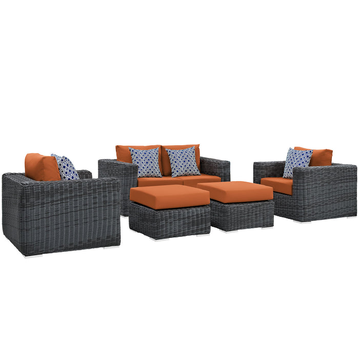 Summon 5 Piece Outdoor Patio Sunbrella® Sectional Set