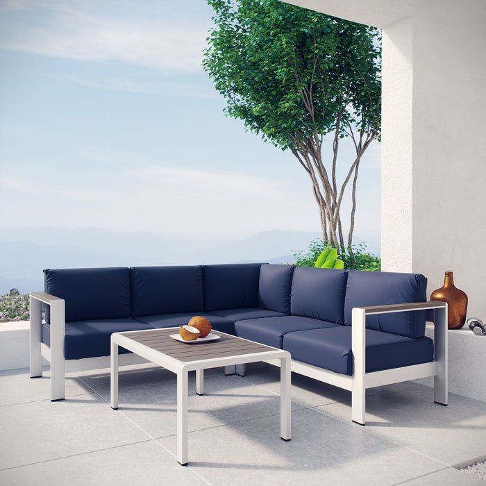 Shore 4 Piece Outdoor Patio Aluminum Sectional Sofa Set