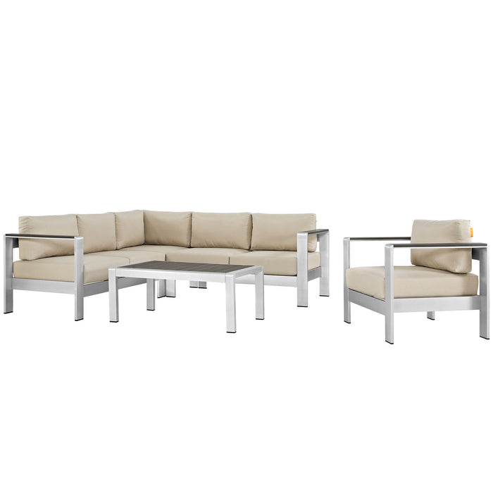 Shore 5 Piece Outdoor Patio Aluminum Sectional Sofa Set