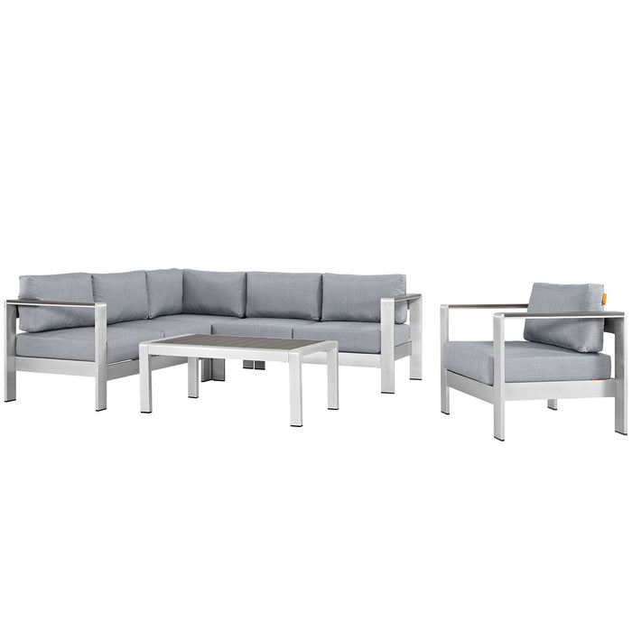 Shore 5 Piece Outdoor Patio Aluminum Sectional Sofa Set