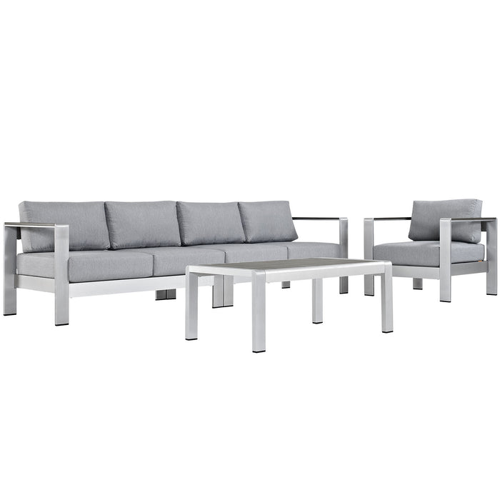 Shore 4 Piece Outdoor Patio Aluminum Sectional Sofa Set