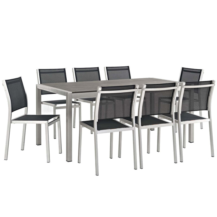 Shore 9 Piece Outdoor Patio Aluminum Dining Set