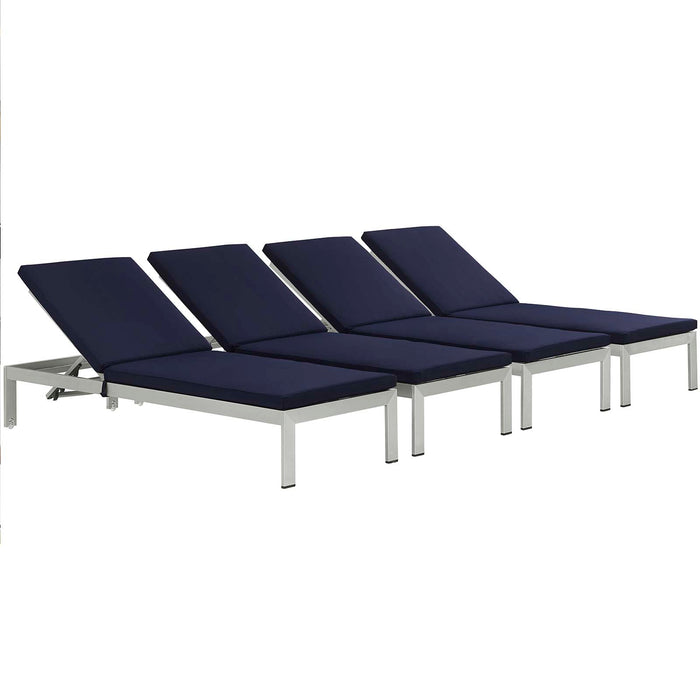 Shore Chaise with Cushions Outdoor Patio Aluminum Set of 4