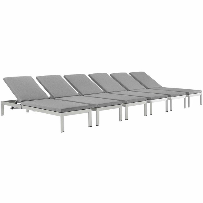 Shore Chaise with Cushions Outdoor Patio Aluminum Set of 6