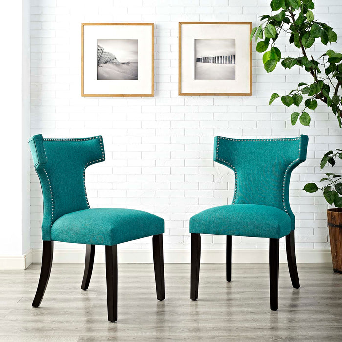 Curve Dining Side Chair Fabric Set of 2