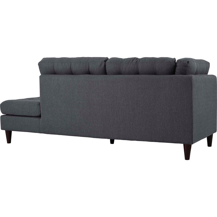 Empress 2 Piece Upholstered Fabric Right Facing Bumper Sectional