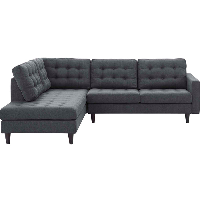 Empress 2 Piece Upholstered Fabric Left Facing Bumper Sectional