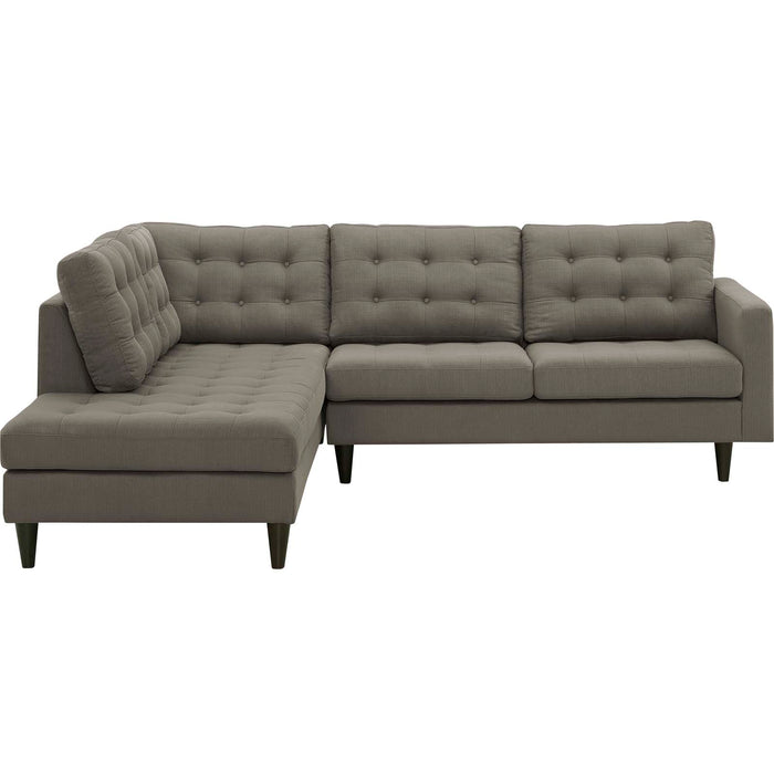 Empress 2 Piece Upholstered Fabric Left Facing Bumper Sectional