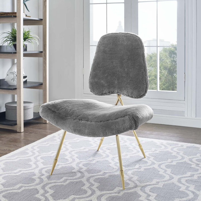 Ponder Upholstered Sheepskin Fur Lounge Chair