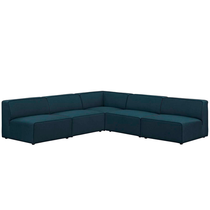 Mingle 5 Piece Upholstered Fabric Armless Sectional Sofa Set