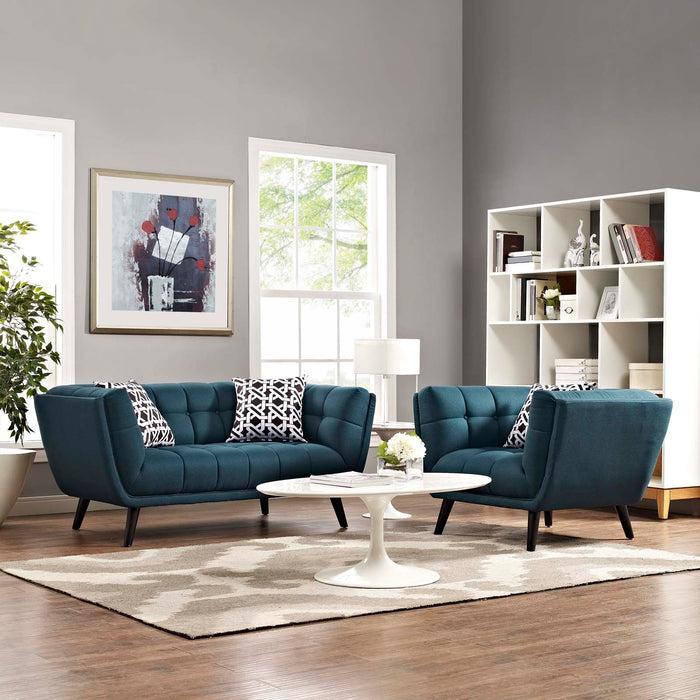 Bestow 2 Piece Upholstered Fabric Loveseat and Armchair Set