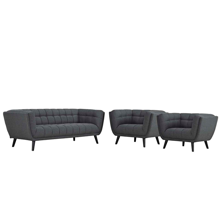 Bestow 3 Piece Upholstered Fabric Sofa and Armchair Set